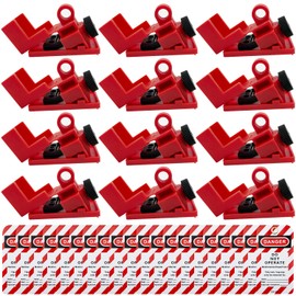 SAFBY Circuit Breaker Lockout Device - Lockout Tagout Kit 12 PCS Clamp Lockout Tagout Electrical Breaker for Loto Station Lock Out Tag Out Set (12 pcs 120/277V Singal Pole)