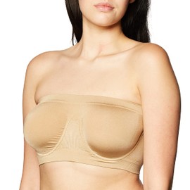 Ahh By Rhonda Shear Women's Seamless Stretch Unlined Underwire Bandeau Bra, Nude, Medium
