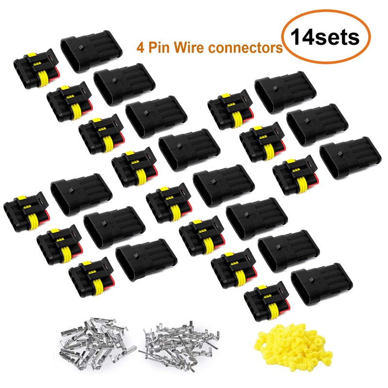 Twippo 14 Kits 4 Pin Connector Automotive Electrical Connectors Quick