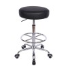 VECELO Round Rolling Stool with Footrest & Wheels Height Adjustable
