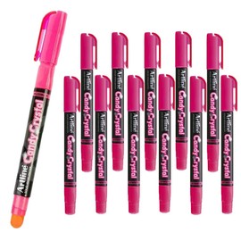 12 x Artline Candy Crystal Crayon Dry Gel Highlighter Marker Pens, for Thin Bible, Copy or Fax Paper (Inkjet safe) (PINK)