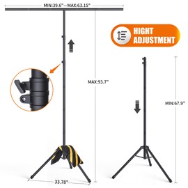 Forlogic Portable T-Shape Backdrop Stand Support Kit 8x5.3ft, Adjustable Photography Green Screen Backdrop Stand for Parties, Photography Videography Studio (8×5.3Ft)
