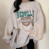 Women's Mint Loose Fit Long-Sleeve Lettering Sweatshirt Brushed Lining