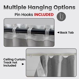 KNEOQIT Room Divider Curtains, Blackout Ceiling Track Curtains with Back Tab,Extra Wide Theater Curtains Perfect for Living Room and Bedroom (1Panel, Grey, W8.3 ft x H9 ft)