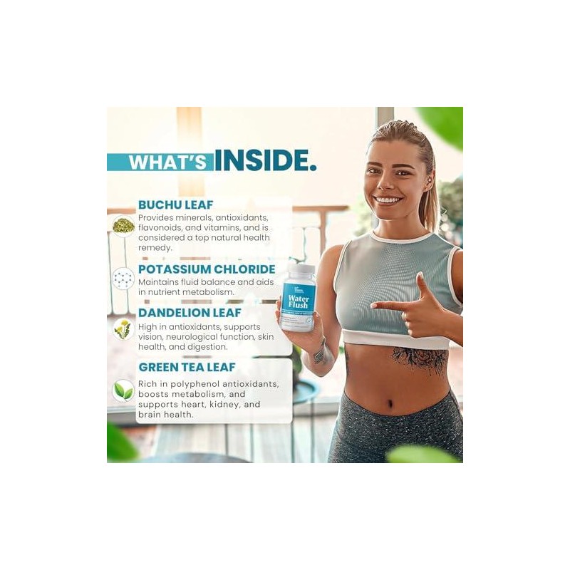 Water Flush - Diuretic Debloating Water Pills - 60 Capsules