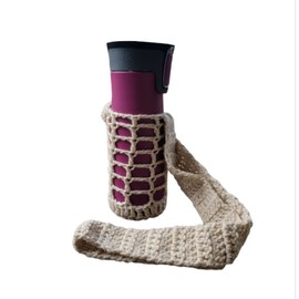 Water Bottle Holder , Bottle Holder , Water Bottle Carrier , Crochet Bottle Holder , Cross Body Water Bottle Holder, Adjustable Strap (Blue)