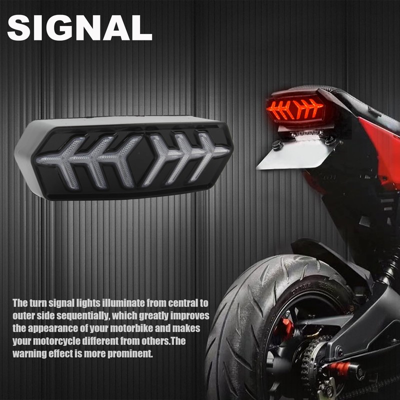 PowerMotor Motorcycle Tail Light with Turn Signal Led Integrated Taillight