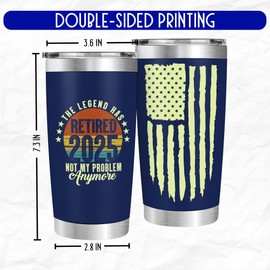 Affordali The Legend Has Retired 2025 Navy Tumbler, Funny Retirement Cups for Men – Best Retired Gifts for Him, Husband, Boss, Coworker – Cool Christmas Retirement Presents – Not My Problem Anymore