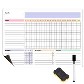 Habit Tracker Calendar Magnetic Whiteboard for Refrigerator Daily Weekly and Monthly Goal and Habit Tracker Motivational Goal & Planner Journal