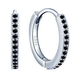 MicLee Women's Creole Earrings 925 Sterling Silver Sterling Zirconia Simple Earrings with Gift Bag Super Christmas Gift, Silver, Cubic Zirconia