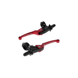Set Brake and Clutch Fitting with Folding Lever Racing Red