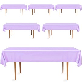 DecorRack 6 Rectangular Tablecloths BPA-Free Plastic, 54 x 108 inch, Dining Table Cloth, Rectangle Table Cover for Parties, Picnic, Camping and Outdoor, Disposable or Reusable, Lavender (6 Pack)