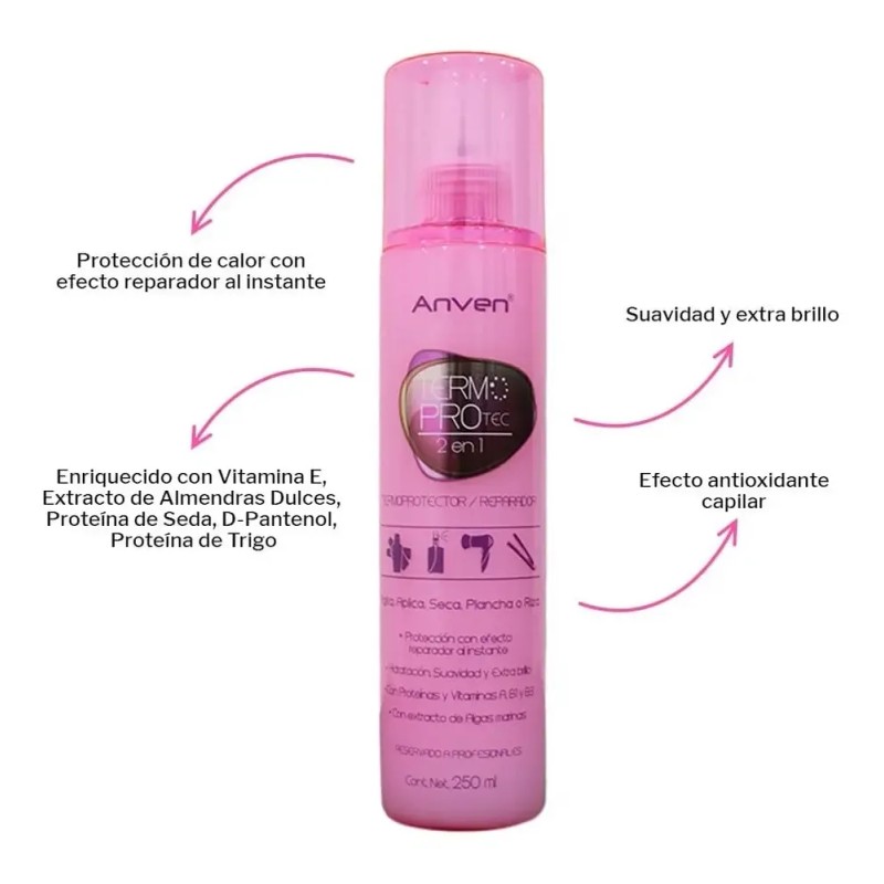 Protector De Calor Y Reparador 2 En 1 Anven Termoprotec