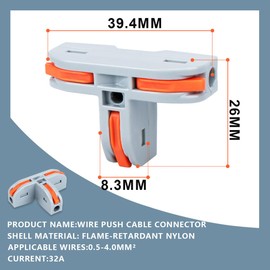 Innfeeltech 10 Pieces Connection Terminal T Shape 3-Port Connector Terminal Cable Connector with 0.2-4mm² Conductor Clamp for DIY Projects