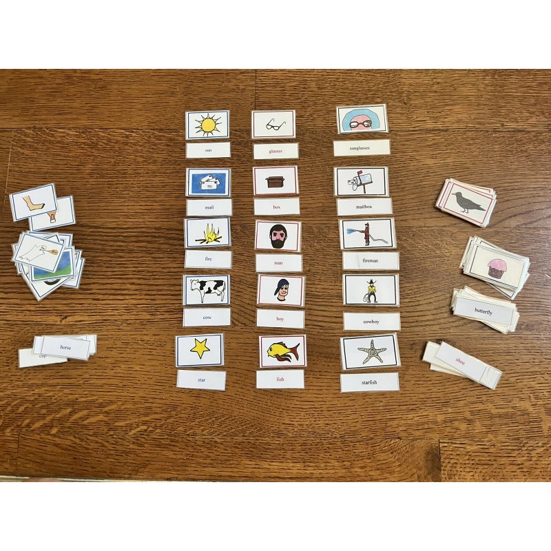 Montessori Language Arts COMPOUND WORDS Matching Card Set Educational Materials