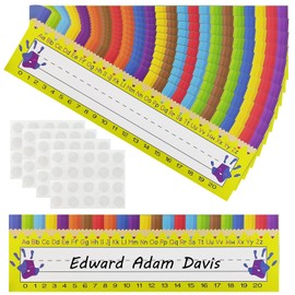 60 Pc Name Tags for Classroom, Desk Name Tags Classroom, Self Adhesive Name Plates for Student Desks, Number Lines for Students Desk