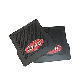 Globetech Peterbilt Trucks 16"-18" X 17" x 1/4" MF0004P Black Rubber Logo Mud Flaps-Set