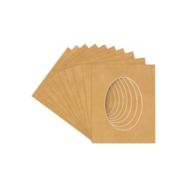 3x5 Mat For 6x7.5 Frame - Precut Beige Suede Oval Shaped Photo Mat Board Opening - Acid Free Matte and Bevel Cut for Family Photos, Pack of 25 Matboards Show Kit With Acid Free Backings & Clear Bags