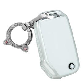 ontto Flip Folding Key Fob Protector Soft TPU Car Key Glover Fit for Kia Forte Seltos Soul Sportage Sorento Cerato Telluride K5 2019-up Accessories Anti-Scratched Keycover Full Protection White