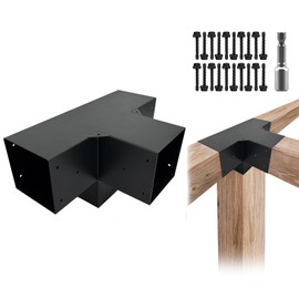 ITeVe.GD 4-Way Pergola Brackets Kit 1Pack,Black Woodwork Right Angle Corner DIY Brackets for 6" x 6" (Actual:5.5"x5.5") Lumber for Outdoor Pergola,Gazebos,Log Cabins W/Hardware