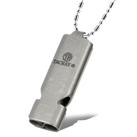 TACRAY Titanium Emergency Whistle, Lifeguard Safety Whistle with Neck Chain and Keychain for Outdoor Camping Hiking Boating Hunting Fishing Kayak Kids Rescue Signaling Loud Survival Whistle -2 Tubes