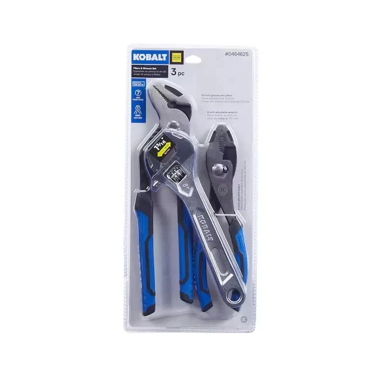 Kobalt 3-Piece Assorted Pliers Set + Adjustable Wrench – Model