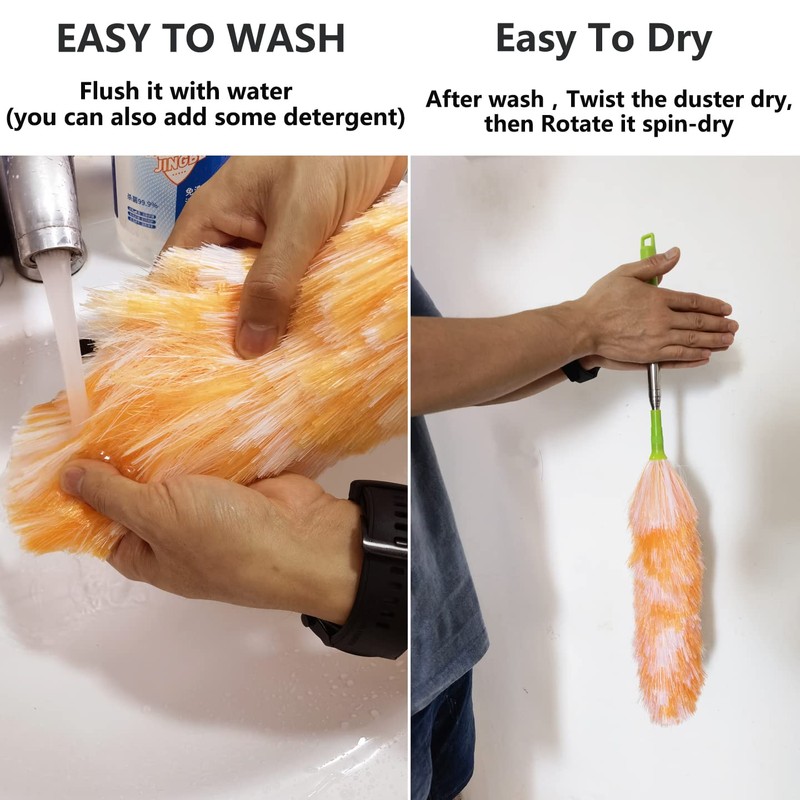 4 Pack Washable Electrostatic Duster, Extendable Pole 25" to 55",