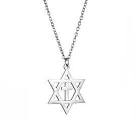 ALRNBY Star of David Pendant Necklace for Women Men Dainty Gold Silver Necklace 2PCS Jewish Necklaces Gift Stainless Steel Non Tarnish