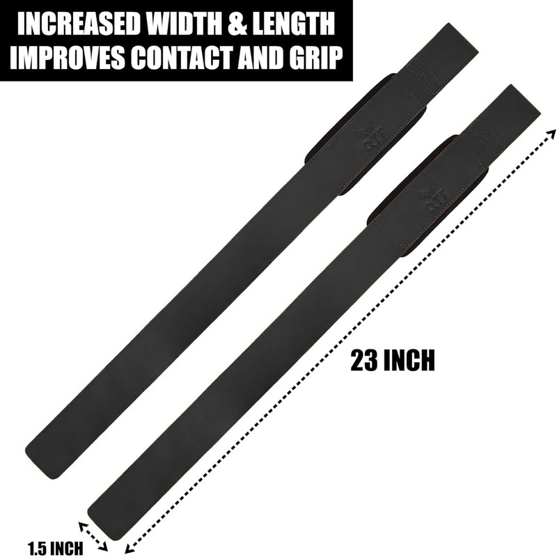 QTF Genuine Leather Lifting Straps, Wrist Assistance for Heavy Pulls,