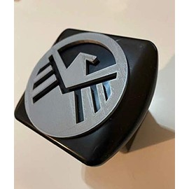 LicensePlateFreak Shield Secret Agent Style in 3D - 2 inch Trailer Hitch Cover Black with Grey - Super Hero American Star