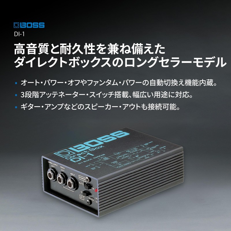 BOSS Direct Box DI-1 Auto Power Off 3-Stage Attachment Switch