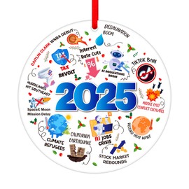 PETCEE Christmas Ornament 2025 - Funny Year in Review Hot Topic Gift Hilarious Trending Christmas Tree Decor for Adults & Family Unique Keepsake Hanging Decor for 2025