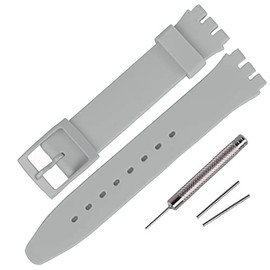 Rihahisy 16mm Ultra-thin Silicone Rubber Watch Strap/Watch Band Replacement for Swatch (Grey)