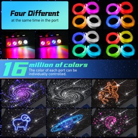 Split Car Starlight Headliner Kit, 4 Colors 12W 4 Port Engine Meteor Fiber Optic Star Ceiling Lights, 800pcs*0.02in*9.8ft+240 RGBW Shooting Stars Lights for Car Home Theaters Roof Décor