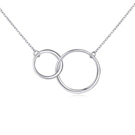 AM ANNIS MUNN Mom Gifts from Daughter Sterling Silver Necklace for Women Mother Daughter Necklace Infinity Circles Birthday Gifts for Mom