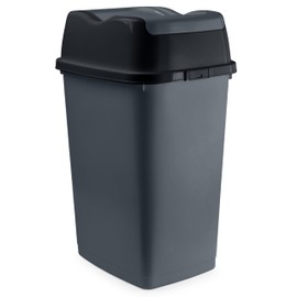 Superio Mini Plastic Trash Can with Swing Top Lid 1.25 Gallon Compact Small Waste Bin Portable Garbage Can for Countertop, Desktop, Vanity, Bathroom, Car, Under Sink, Dorm 5 L (Grey)
