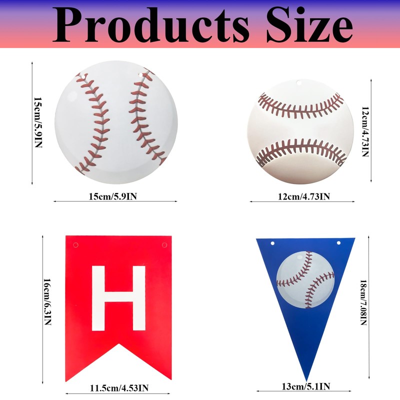 Red and Blue Baseball Themed Party Decorations Banner