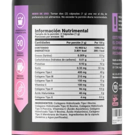Mezcla De Colágenos Tipo I, II, III, V y X  Collagen Blend Supplement with Vitamin C  Hyaluronic Acid, 180 Caps                                       