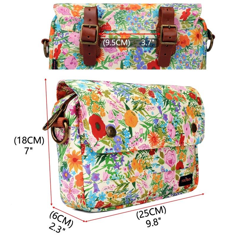 Tourbn Tourbon Waterproof Canvas Bicycle Pannier Bag Handlebar Bag Floral