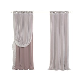 Best Home Fashion uMIXm Tulle Sheer Lace and Blackout 4 Piece Curtain Set â Antique Bronze Grommet Top â 52" W x 84" L â (Set of 4 Panels) (52" W x 84" L - Each Panel, Mauve)