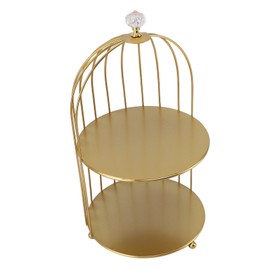 ciciglow Bird Cage Makeup Organizer, Multifunctional Space Saving, Iron Cosmetic Display Rack for Bathroom (Double Layers)