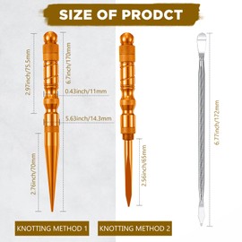 Shimeyao 12 Pcs 2025 Update Paracord FID Knotter Tools Set Stainless Steel Marlinspike Set Stitching Lacing Needles Smoothing Knotter Tools for Marlinspike Paracord Leather Other Cords(Orange)