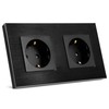 Navaris Aluminium Schuko Socket Double – with Mounting Material –
