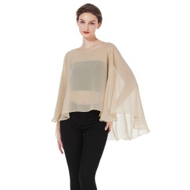 BEAUTELICATE Women's Stole Scarf Chiffon Cape Elegant for Wedding Dress Evening Dress Festive Prom Dress Beach Dress, Short Style - Champagne