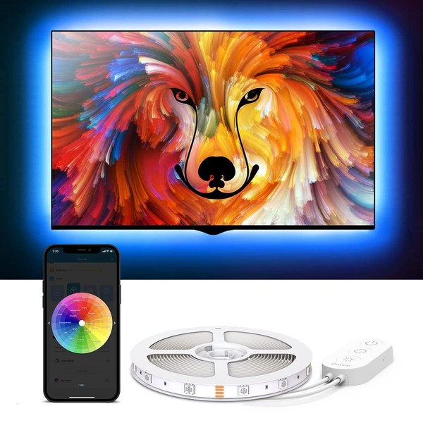 Govee 2M TV Backlight RGB LED Strip USB with App Control, LED Monitor 7 Modes 16 Million Colors DIY for HDTV 40-60 Inch, 4×50cm, 5V, 2A