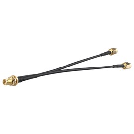 Futheda RP-SMA Female Bulkhead Mount to Dual RP-SMA Male Antenna Extension Cable WiFi Antenna Adapter Splitter Cable RG174 15cm/6 inch for Wireless Network Router Hotspot Modem WiFi USB Adapter