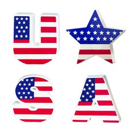 4Pcs Independence Day Table Decoration Patriotic Red White Blue Decor Star USA Table Centerpieces for Memorial Day 4th of July Dinner Room Decoration
