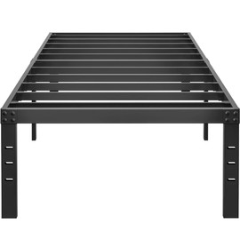 HOBINCHE 16 Inch Twin XL Size Bed Frame - No Box Spring Needed Heavy Duty Black Metal Platform Mattress Foundation, Non-Slip Noise Free Easy Assembly Bedframes with Cleance Storage
