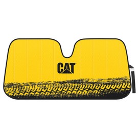 Cat Auto Shade for Car/Truck Windshield Sunshade Yellow Tire Tracks Design Double Bubble Foil Accordion Style 57” x 27”