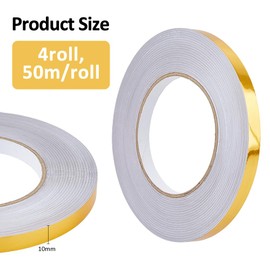 SUPERFINDINGS 4 Rolls Gold MetallicPETFilm Tape 0.4 inchx55 Yards Self-Adhesive Wall Molding Trim Wall Decals Peel and Stick for Detailing Accent Wardrobe Bathroom Floor Tile Car Graphic Arts
